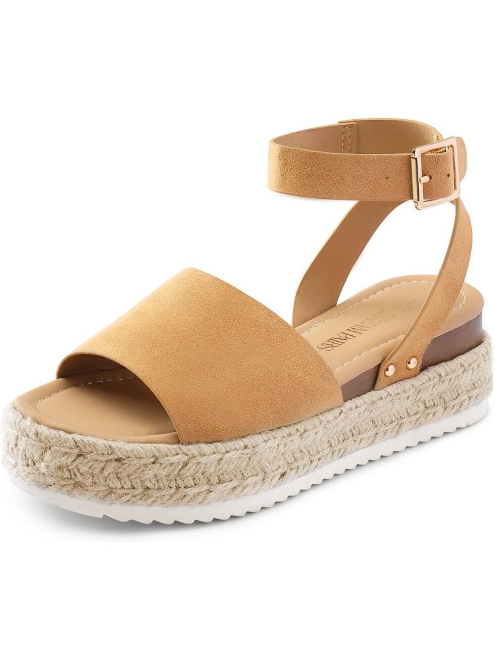 Women's Camal Comfortable Platform Espadrilles Ankle Strap Wedge Sandal Shoes